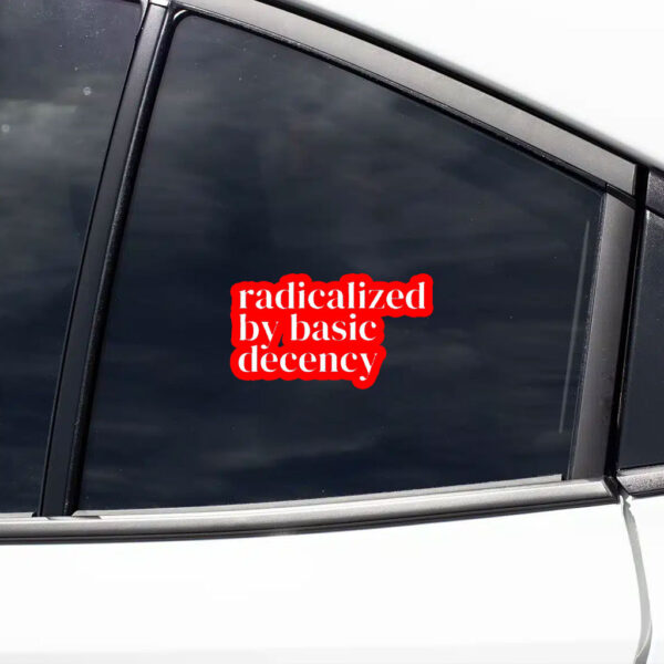 Radicalized By Basic Decency, Social Justice Activist Sticker, Car Magnet