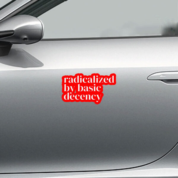 Radicalized By Basic Decency, Social Justice Activist Sticker, Car Magnet