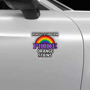 Removes Stubborn Orange Stains Anti Trump pride Sticker, Car Magnet